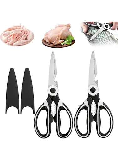 Euskolete 2PCS Kitchen Scissors Multi-Function Kitchen Scissors Heavy Duty Stainless Steel Cooking Shears for Cutting Meat, Food, Fish, Poultry Multipurpose Sharp Sissors