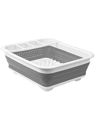 Dubai Gallery Multi Function Drying Dish Rack White/Grey 14.63X12.63X2.75Cm