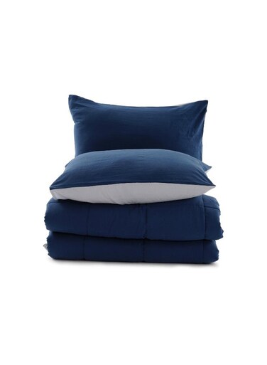 Home Down Alternative 2-piece Reversible Comforter Set 150x220cm - Navy Grey