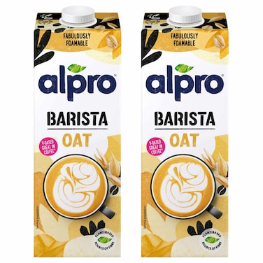 Alpro Oat Barista Drink, 100% Plant-Based, Lactose &amp; Dairy Free  1L Pack of 2