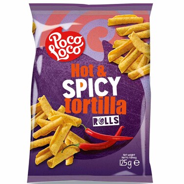 Poco Loco Hot and Spicy Tortilla Rolls, 125g