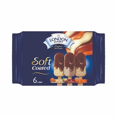 London Dairy Soft Coat Pralines and Cream Choco-Hazelnut Caramel Ice Cream, 60ml Pack of 6