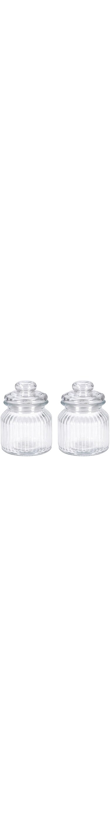 Glass Candy Sweet Jar with Lid Vintage Ribbed Airtight Sweets Chocolates Bon Bon Container Traditional Victorian Style Small Kitchen Preserving Storage Jars for Party Wedding Buffet Home Clear 500ml