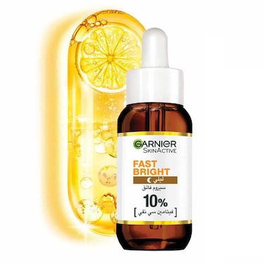 Garnier Skin Active Fast Bright Overnight Booster Face Serum with 10% Pure Vitamin C, for dullness &amp; Dark spots, 30ml