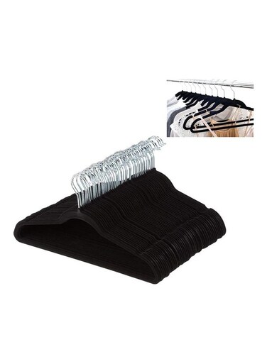 50-Piece Non-Slip 360 Degree Swivel Hangers Set Black/Silver