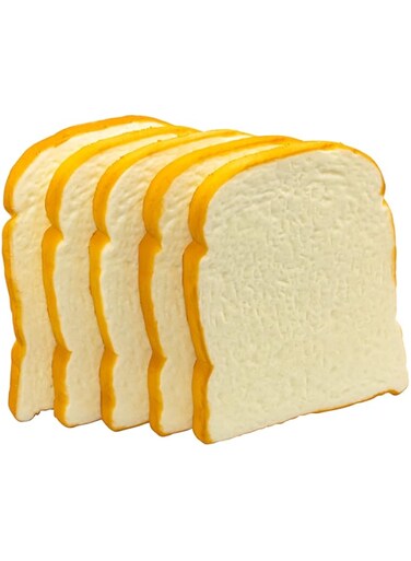 Hiawbon 5 Pcs Simulation Artificial Bread Fake Bread Realistic Food Model for Kitchen Home Party Halloween Decoration (Toast)