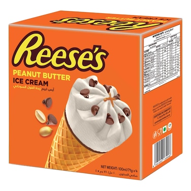 Reese's Peanut Butter Chocolate Ice Cream Cone, 100ml Pack of 4