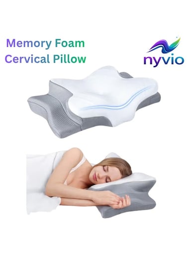 Memory Foam Cervical Pillow, 2 in 1 Ergonomic Contour Orthopedic Pillow for Neck Pain, Contoured Support Pillows for Side Back Stomach Sleepers