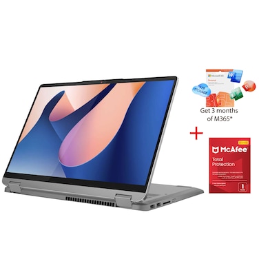 Lenovo IdeaPad Flex 5 14ABR8 2-in-1 Laptop, AMD Ryzen 7 7730U, 16GB RAM, 512GB SSD, 14-inch WUXGA IPS Touch, Windows 11 Home, Arctic Grey, Backlit English/Arabic Keyboard- 82XX0081AX