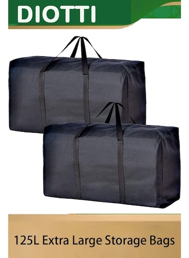 2-Pack 125L Extra Large Storage Bags with Durable Zippers &amp; Handles, Oversized Moving Totes for Clothes, Blankets, Travel, Space-Saving Organization