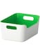 Variera, Inc. Open storage box,Kitchen Cabinet and Pantry Storage Organizer Bin - two cut-out handles that make 9.4 x 6.75 x 4.3 Inches (Green/White)