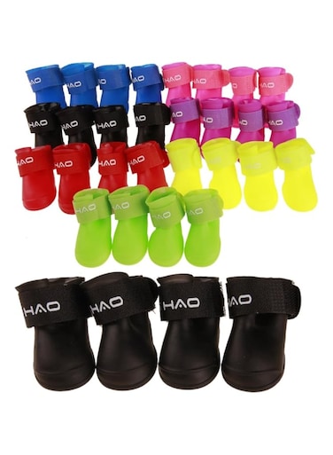 Azonee 5 Pairs Waterproof Dog Shoes, Puppy Dog Rain Shoes, PVC Anti Slip Dog Rain Boots, for Small Dogs Paws Cover Rain Boots, for Dogs Indoor Outdoor Walking, 5 Colors, 4.3cm&times;3.3cm (With Letter)