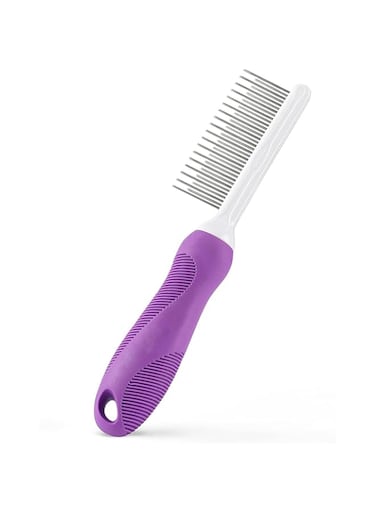 Tazweeq Pet Row Comb, Detangling Pet Comb for Dogs &amp; Cats with Long &amp; Short Stainless Steel Metal Teeth for Removes Tangles and Knots, Detangler Grooming Tool for Dematting Matted Fur