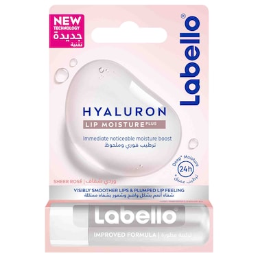 Labello Hyaluron Lip Moisture Plus Lip Balm with Menthol Sheer Rose 5.2g