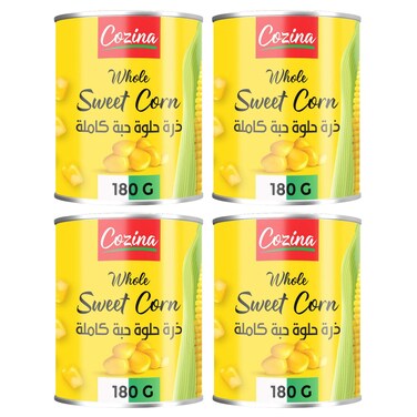 Cozina Whole Sweet Corn, 180g Pack of 4