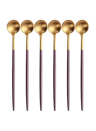 HOME 6-Piece Iced Tea Spoon Set Brown/Gold 20centimeter
