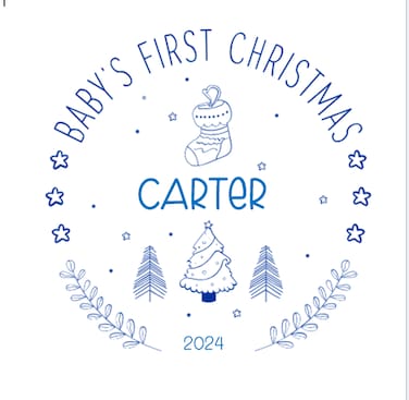 Boys blue modern First Chrismas card and ornament