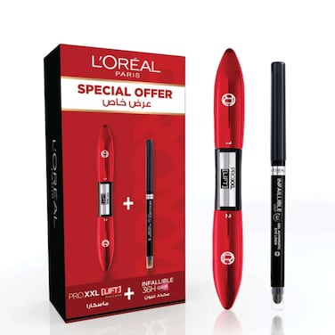 L'Oreal Paris Pro XXL Lift Mascara with Pro-Keratin + Infallible Grip Auto Gel 36H Intense Black