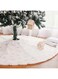 Lurowo Christmas Tree Skirt, 48 Inches Snowy White Faux Fur Plush Tree Mat with Embroidered Snowflake, Xmas Tree Skirts For Holiday Christmas Decorations (gold)