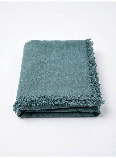 130 x 160 cm Soft Cotton Quilt Throws Blanket in Teal Blue Premium 400GSM Fringed Boho Decorative Throw for Couch Sofa Bed Travel