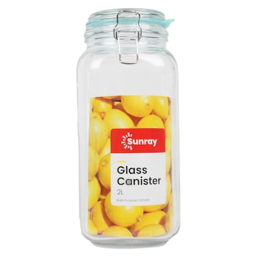 Sunray Glass Canister Clip Jar 2L