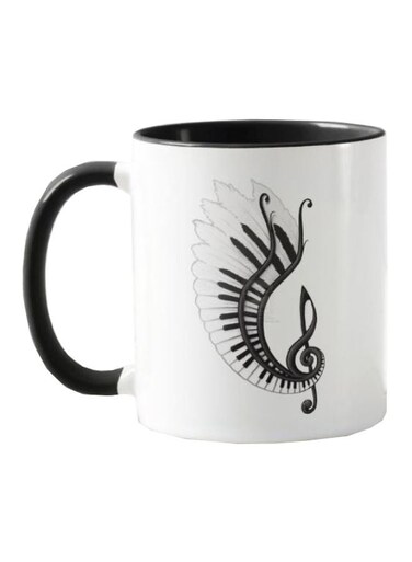 Piece Piano Music Notes Printed Mug White/Black