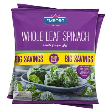 Emborg Whole Leaf Spinach, 450g Pack of 2