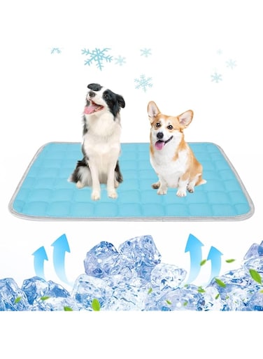 Dog Cooling Mat Summer Self Cooling Mat for Dogs Puppy Cats Small Animal Rabbit Ice Silk Pet Self Cooling Mats Pet Cooling Blanket Keep Cool Pad for Sofa Floor Car Seat Pet Bed (blue)