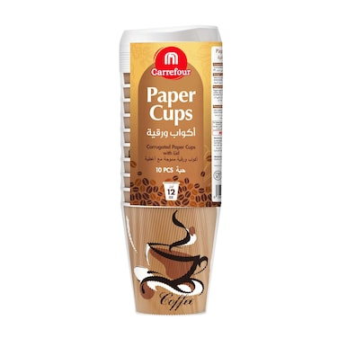 Carrefour Ruffles Paper Cups with Lid 354ml 10 PCS