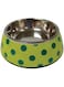 Nutra Pet Applique Melamine Round Bowl Yellow &amp; Blue Polka Large