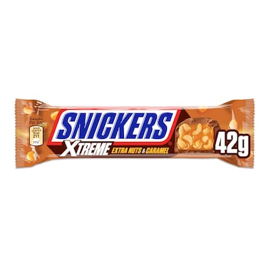 Snickers Chocolate Xtreme Nuts and Caramel Bar 42g