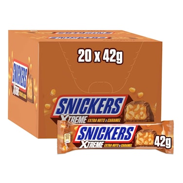 Snickers Chocolate Xtreme Nuts and Caramel, Pack of 20x42g
