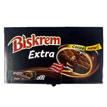 Ulker Biskrem Extra Cocoa Cream Filled Biscuits, 92g Pack of 12