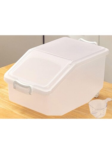 Rice Storage Container 5Kg (11 Lbs) - Food Storage Container With Lid, Bpa Free Plastic Large Cereal Storage Box, Multifunctional Containers For Kitchen Food With Measuring Cup