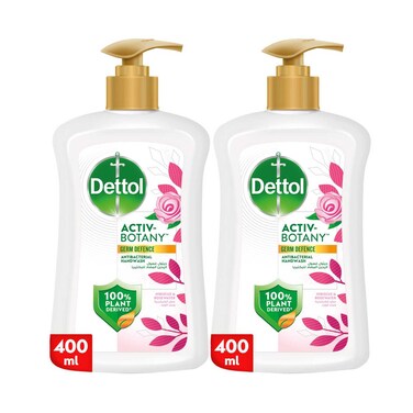 ديتول أكتيف بوتاني غسول سائل لليدين برائحة ماء الورد والكركديه 400 ملل حزمة من 2