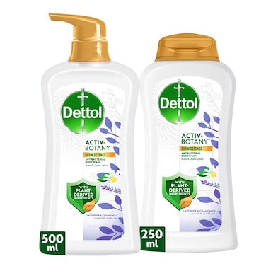 ديتول أكتيف بوتاني  جل استحمام وغسول جسم برائحة عطر اللافندر والكاموميل 250 ملل + 500 ملل