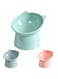 Pawtastic Cat wet food water feeding bowl raised tilted elevated protect spine and whisker fatigue non skid non spill non slip (Blue)