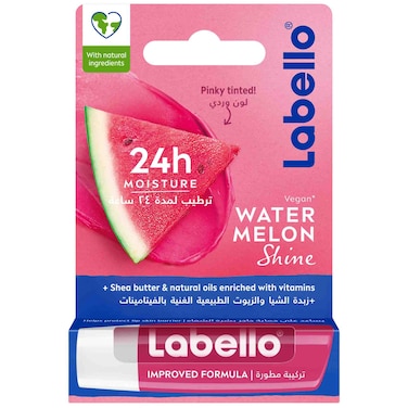 Labello 24 Hour Melt-in Moisture Watermelon Shine Lip Balm with Natural Oils and Shea Butter 4.8g