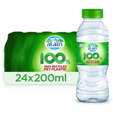 Al Ain Low Sodium Drinking Water Recycled Pet Plastic Bottle 200ml Pack of 24