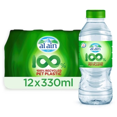 Al Ain Low Sodium Drinking Water Recycled Pet Plastic Bottle 330ml Pack of 12