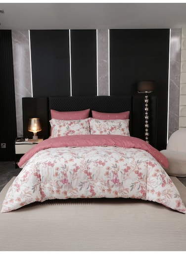 Printed Duvet Set, King Size 220x240 cm - 6-Pcs Bed Set, Microfiber Fabric - 1 Duvet Cover, 1 Fitted Sheet, 2 Pillow Shams, 2 Pillowcases (Filler Not Included)
