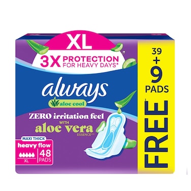 Always XL Day Pads, For Heavy Days, Maxi Thick, Extra Long, 48 Pads