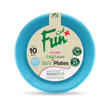 Fun Colors Biodegradable Plates Sky Blue 26cm