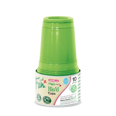 Fun Colors Biodegradable Cups Kiwi Green 355ml