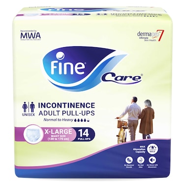 Fine Care Incontinence  Adult Pull Ups, Unisex Pants, 14 Diapers, X-Large, waist size 130 - 170 cm