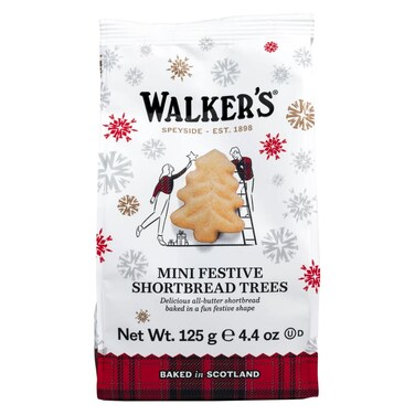 Walker's Mini Festive Shortbread Trees Biscuits, 125g