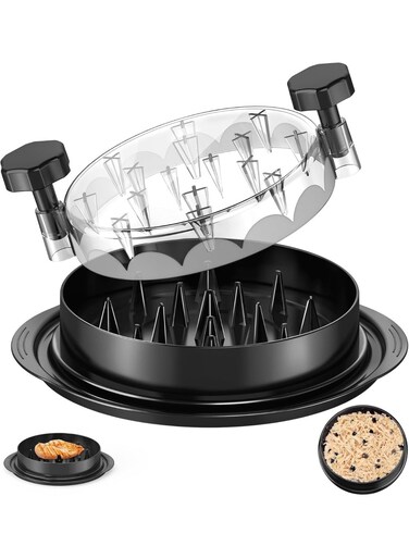 Shredder 8 Inches, Chicken Breast Shredder Tool, Cooked Meat Shredder With Clear Lid, Ergonomic Design, Auti-slip, Easy To Clean, Chicken Shredder Tool Twist, Chicken Grinder (Black)