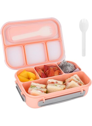 Bento Box for Adults - 4 Compartments 5 Cup with Fork, Leak-Proof