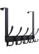 Black Over-The-Door Hooks - Heavy-Duty Wall-Mounted Coat and Hat Rack