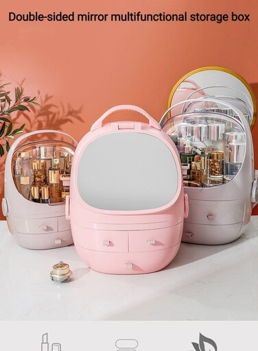 storage box, 3-layer luxury countertop cosmetics storage box with multi-functional cosmetics and jewelry drawer, desktop beauty display storage rack, can store lipstick, brushes, lotion (white)